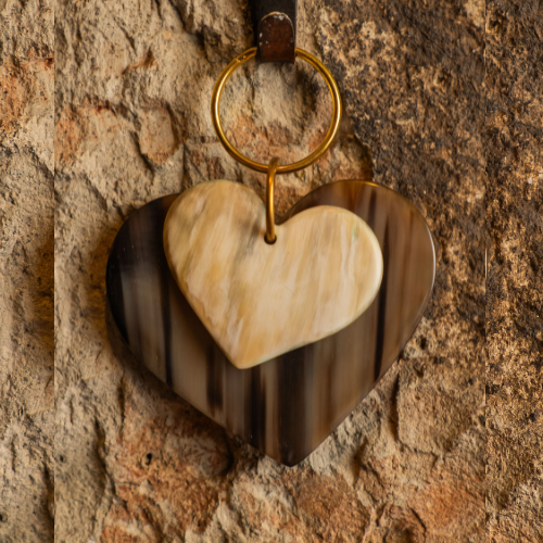 Cow-Horn Love-Heart Keyring