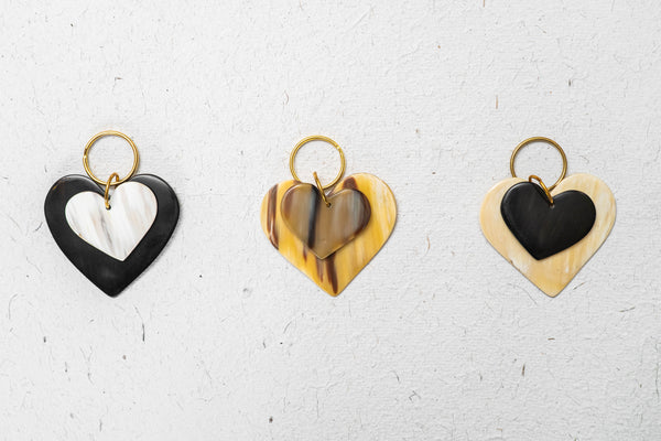 Cow-Horn Love-Heart Keyring